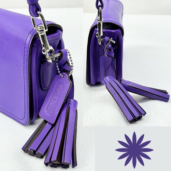 COACH Legacy Penny Ultra Violet Leather #19914 Crossbody Hang Tag and Tassel - Picture 7 of 11